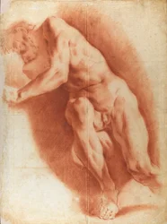 Zittende mannelijke naakt